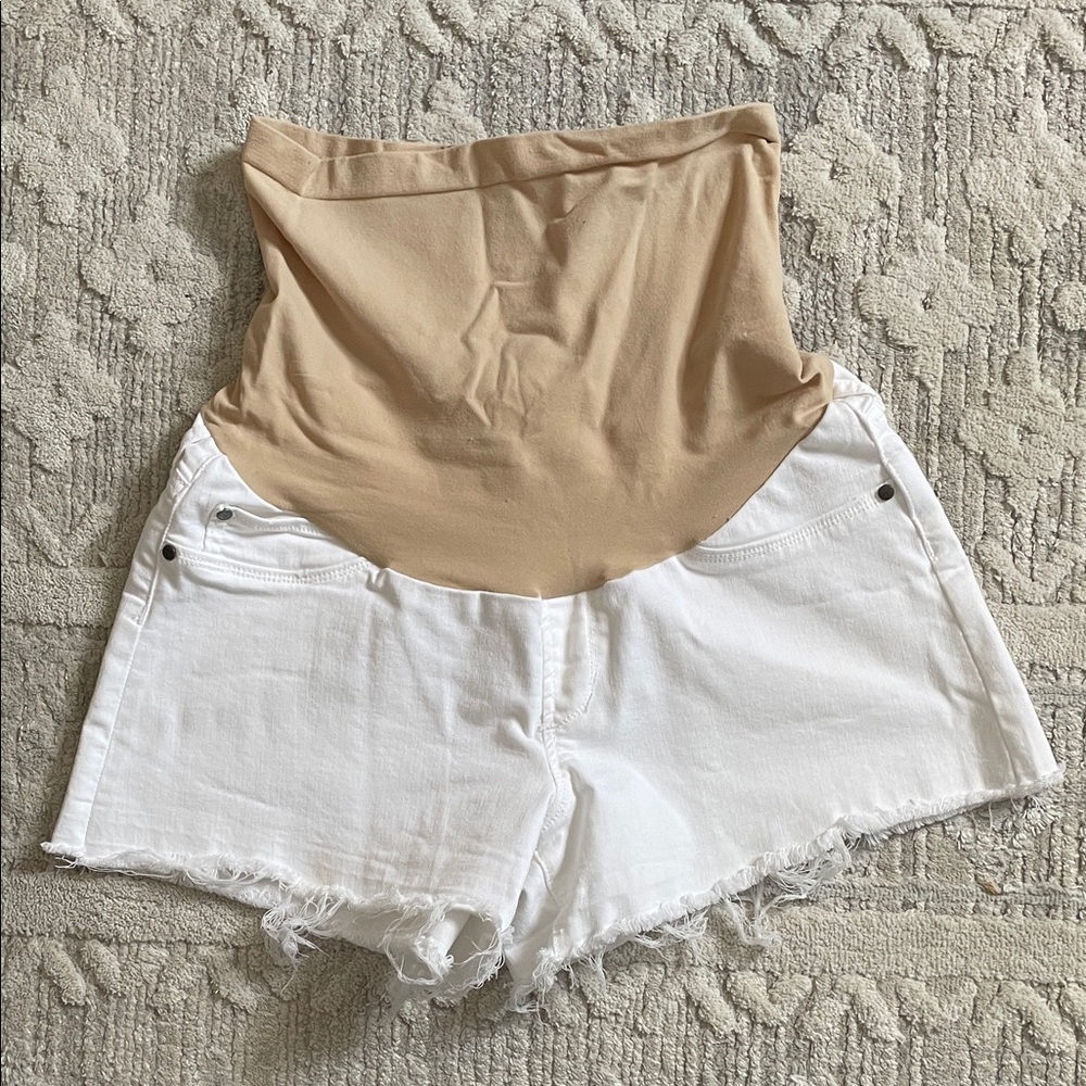 Over the belly White Maternity Shorts